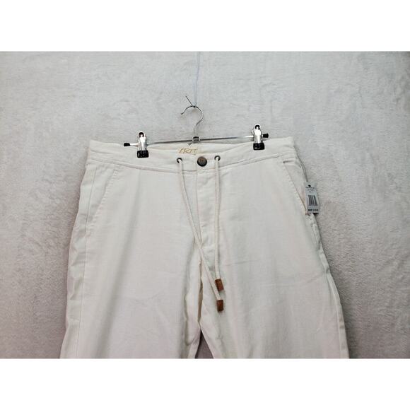 Rainforest Pants Womens Size 34 White Linen Flat Front Slash Pockets Drawstring - Picture 3 of 8